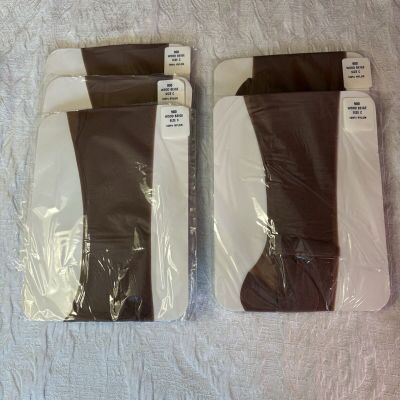 5 Pairs VTG National's RHT Garter  Nylon Stockings Wood Beige Size C (7?)